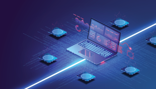 A laptop with bright line of data, showing one of the marketing solutions for advertisers which enables the tracking of leads without the use of cookies.