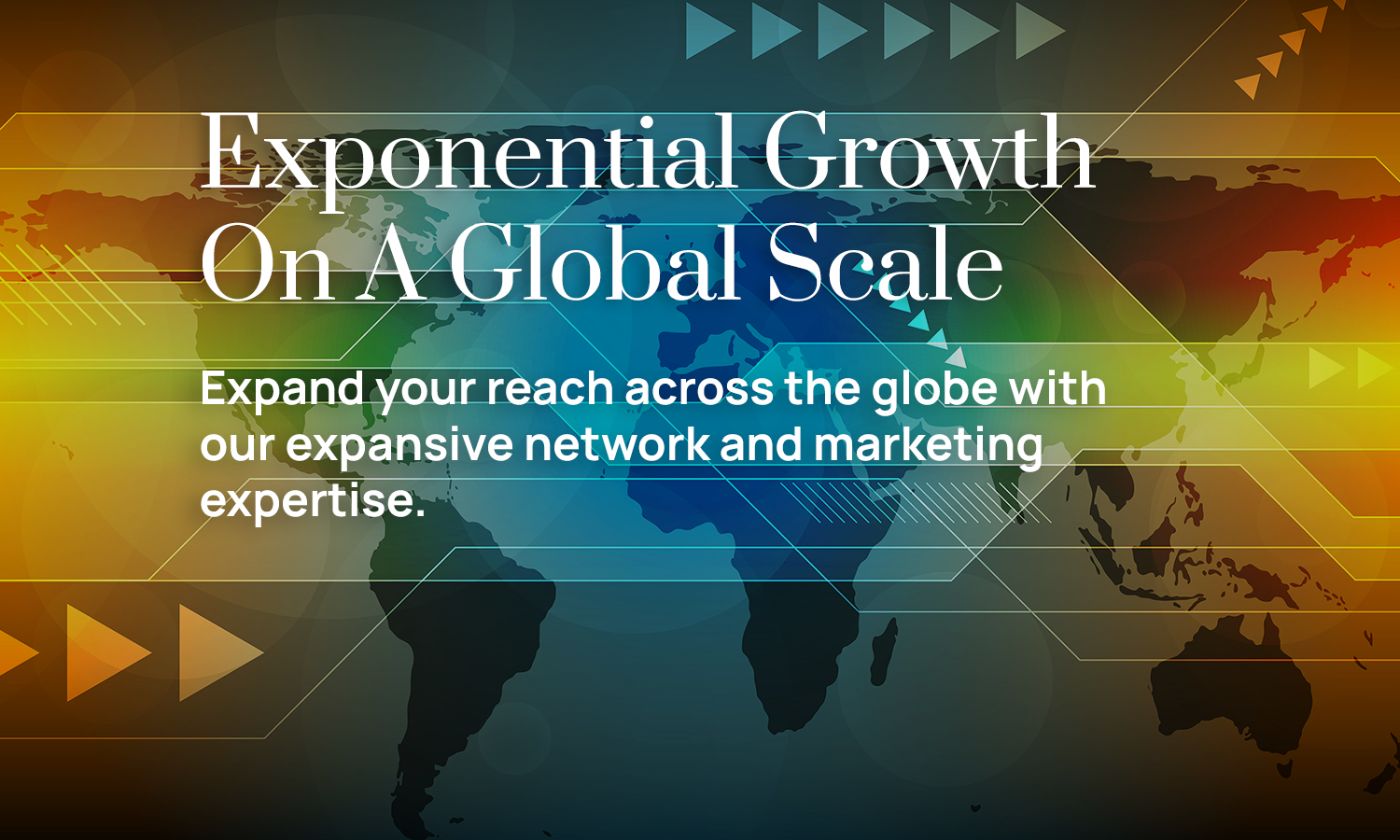 A world map showing Teapot Media's global network which builds exponential growth.